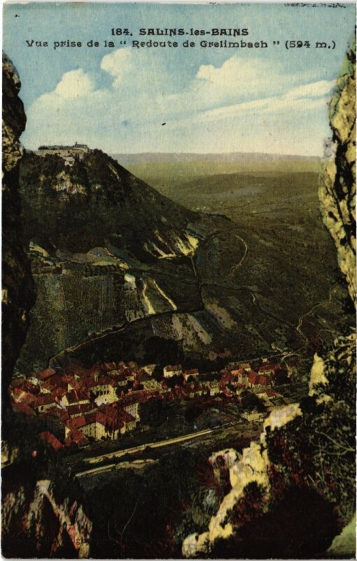Carte postale ancienne Salins les Bains vue prise de la Redoute de Grelimbach à Salins-les-Bains
