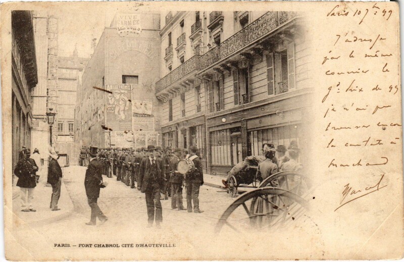 Carte postale ancienne Paris Affaire Dreyfus Fort Chabrol Cite d'Hauteville