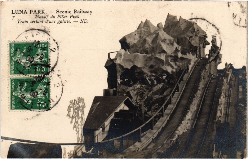 Carte postale ancienne Luna Park - Scenic Railway à Paris 17e