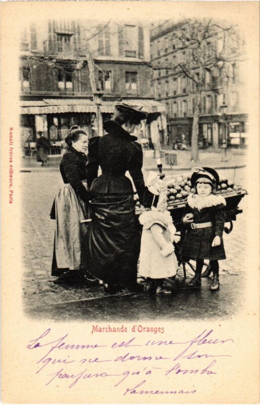 Carte postale ancienne Paris Petits Metiers la marchande d'Oranges