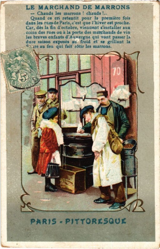 Carte postale ancienne Paris Petits Metiers Le Marchand de marrons