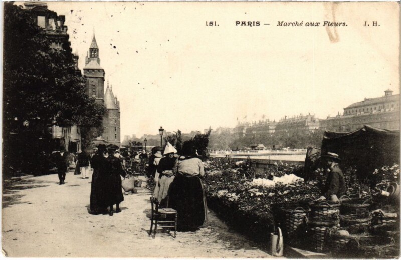 Carte postale ancienne Paris Petits Metiers Marche aux Fleurs