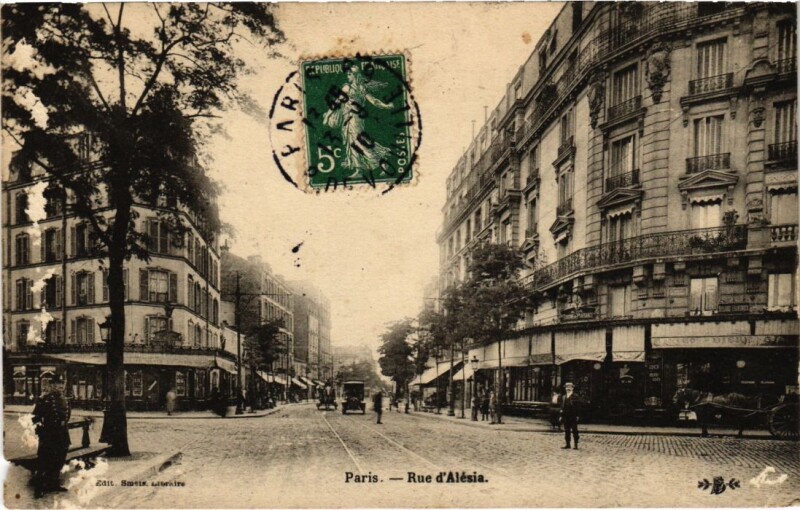 Carte postale ancienne Rue d'Alesia à Paris 14e