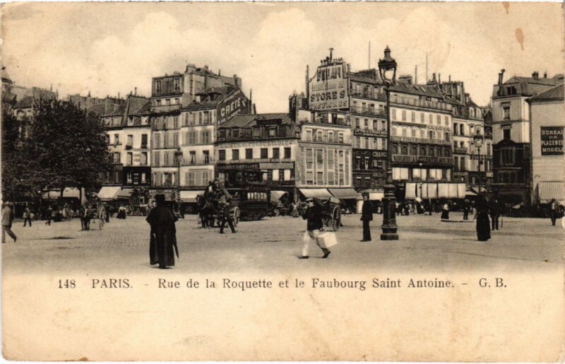 Carte postale ancienne Paris 12e Rue de la Roquette Faug Saint-Antoine à Paris 12e