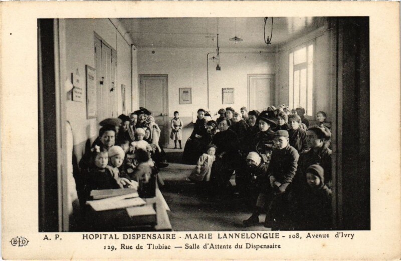 Carte postale ancienne Paris 13e Hopital Dispensaire Marie-Lannelongue 108 Avenue d'Ivry à Paris 13e