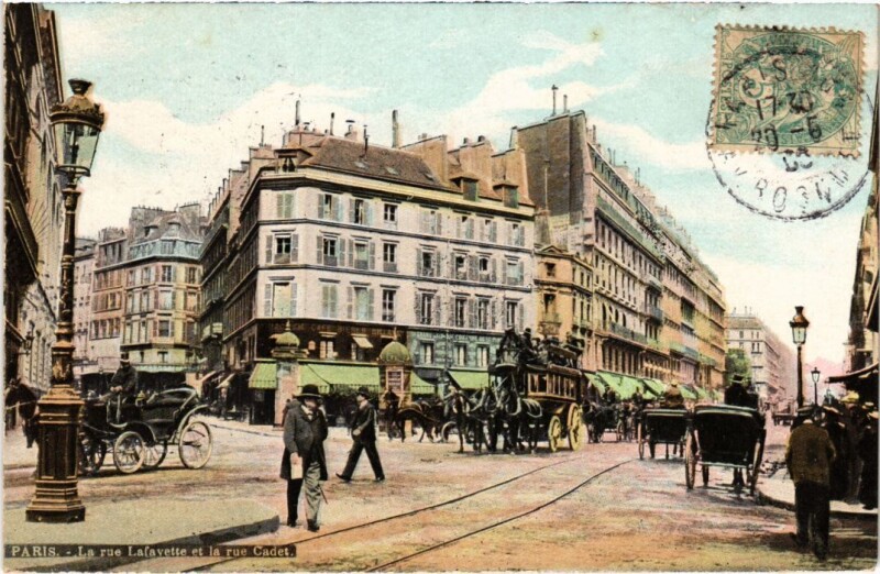 Carte postale ancienne Paris 9e rue lafayette Rue Cadet à Paris 9e