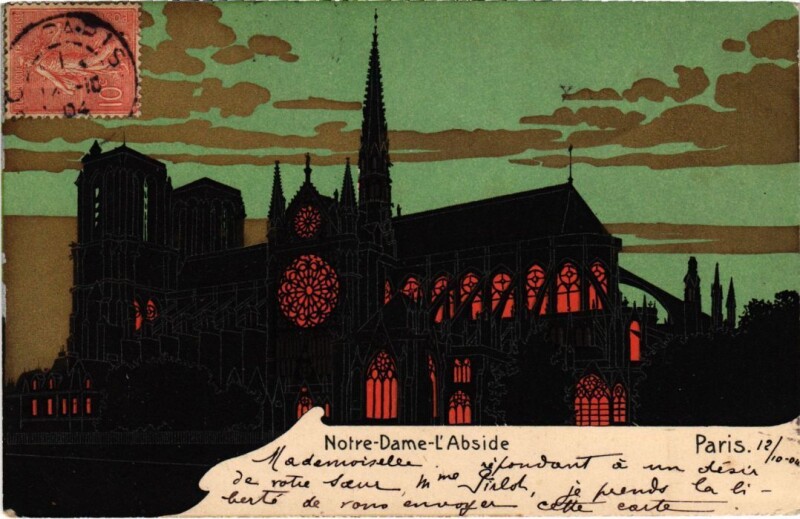 Carte postale ancienne Paris Silhouettes Notre-Dame l'Abside