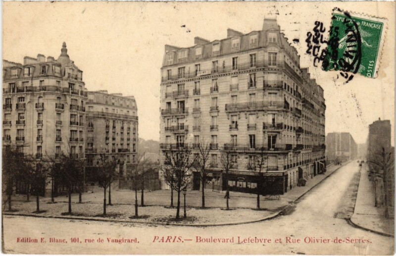 Carte postale ancienne Boulevard Lefebvre et Rue Olivier-de-Serres à Paris 15e