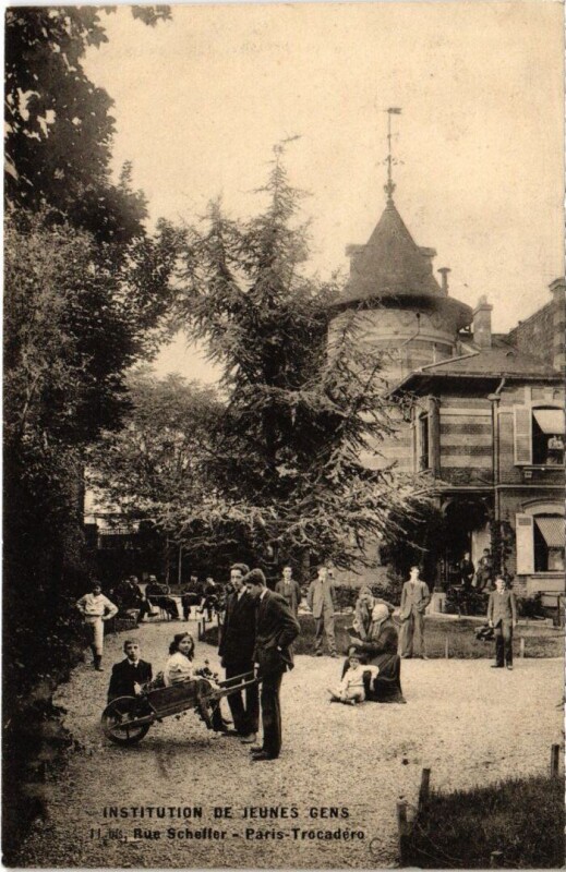 Carte postale ancienne Institution de Jeunes Gens - Rue Scheffer à Paris 16e