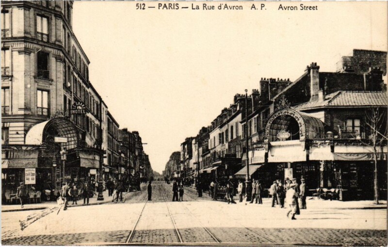 Carte postale ancienne La Rue d'Avron à Paris 20e