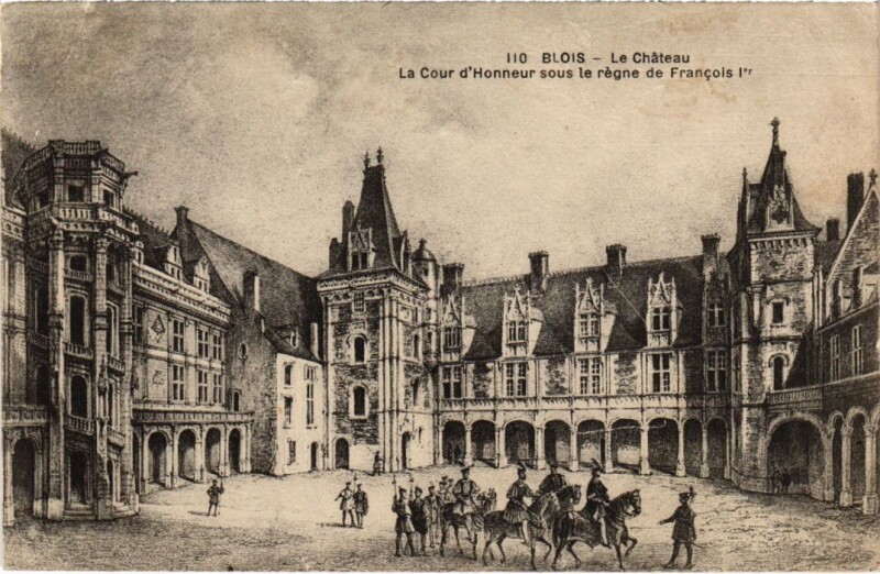 Carte postale ancienne Blois Le Chateau, La Cour d'Honneur France à Blois