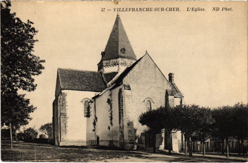 Carte postale ancienne Villefranche s Cher L'Eglise France