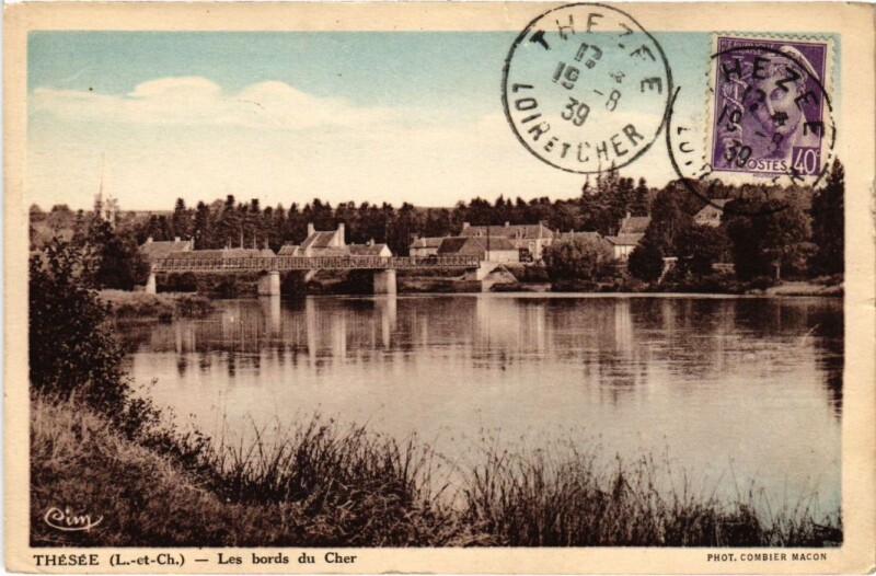 Carte postale ancienne Thesee Les bords du Cher France