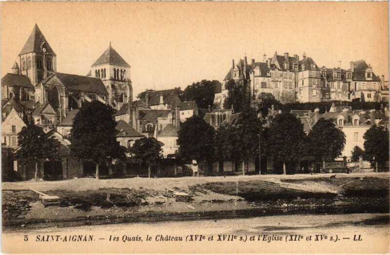 Carte postale ancienne Saint-Aignan Les Quais, le Chateau France à Saint-Aignan