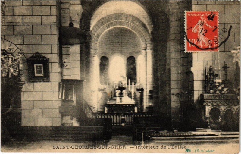 Carte postale ancienne St.Georges sur Cher Interieur de l'Eglise France
