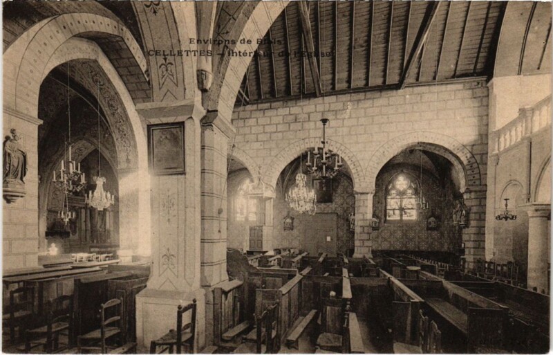 Carte postale ancienne Cellettes Interieur de l'Eglise France à Cellettes