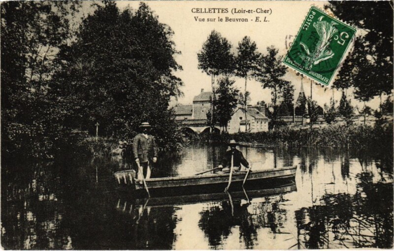 Carte postale ancienne Cellettes Vue sur le Beuvron France à Cellettes