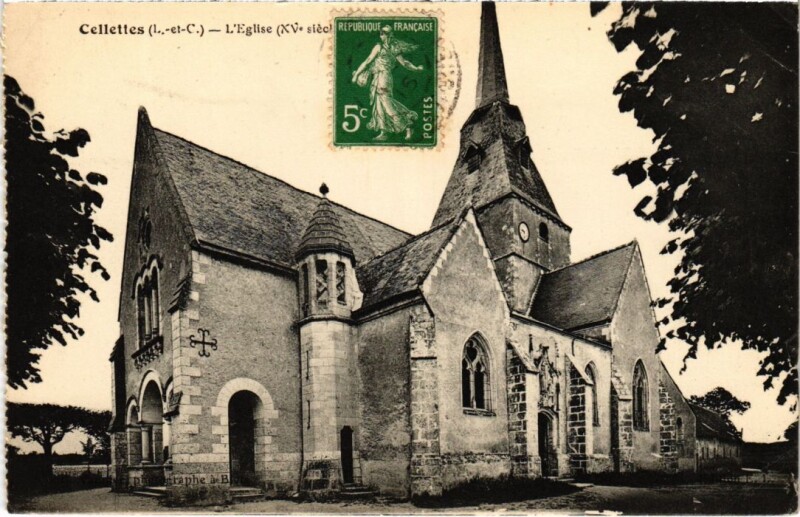 Carte postale ancienne Cellettes L'Eglise France à Cellettes