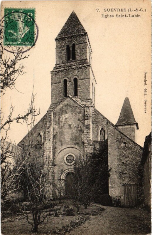 Carte postale ancienne Suevres Eglise Saint-Lubin France