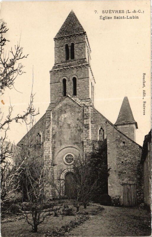 Carte postale ancienne Suevres Eglise Saint-Lubin France