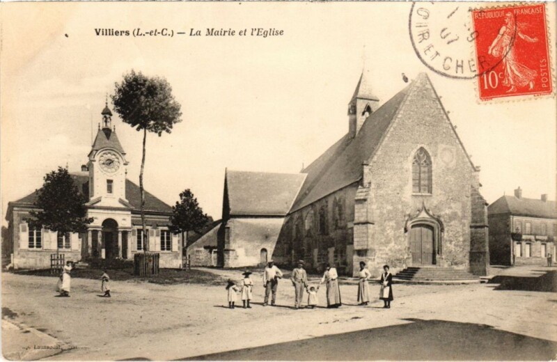 Carte postale ancienne Villiers La MAirie et l'Eglise France