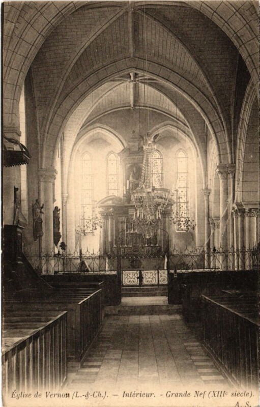 Carte postale ancienne Eglise de Vernon Interieur-Grande Nef France
