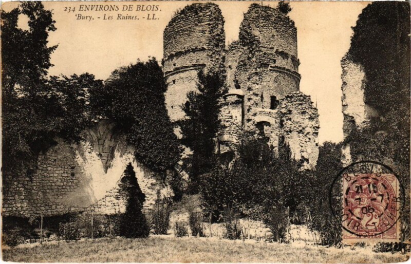 Carte postale ancienne Environs de Blois Bury, Les Ruines France à Blois