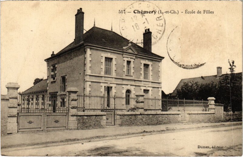 Carte postale ancienne Chemery Ecole de Filles France