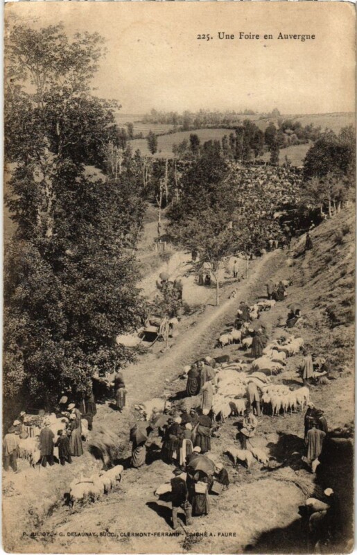 Carte postale ancienne Folklore une foire en Auvergne