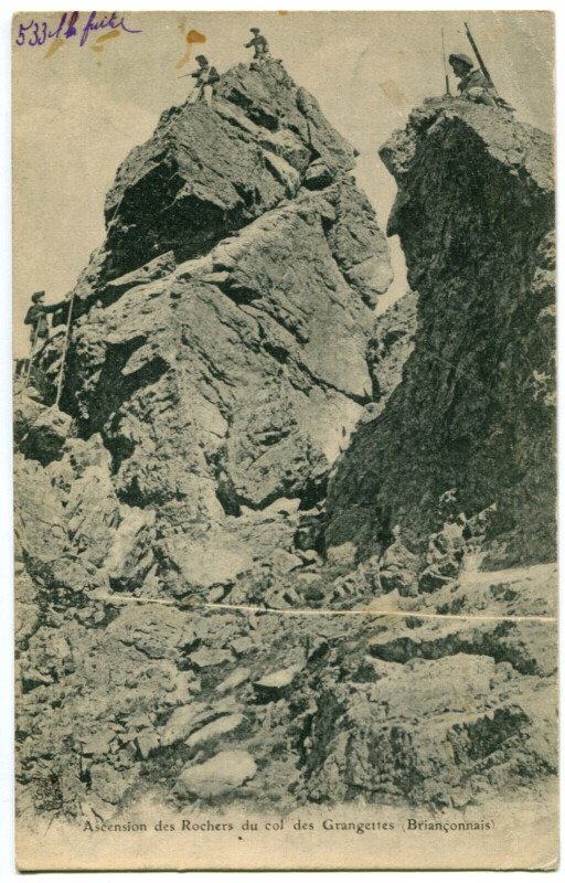 Carte postale ancienne 05 Hautes-Alpes Chasseurs-Alpins Col des Grangettes Ascension des Rochers