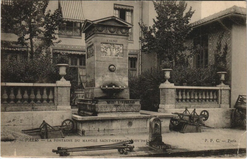 Carte postale ancienne Paris 6e Fontaine du marché Saint-Germain-des-Prés