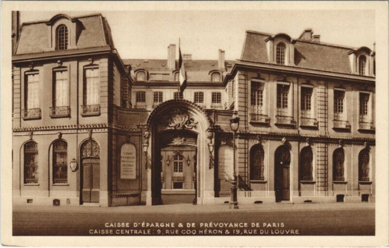 Carte postale ancienne Paris 6e 9, Rue Coq Héron Caisse d'Epargne
