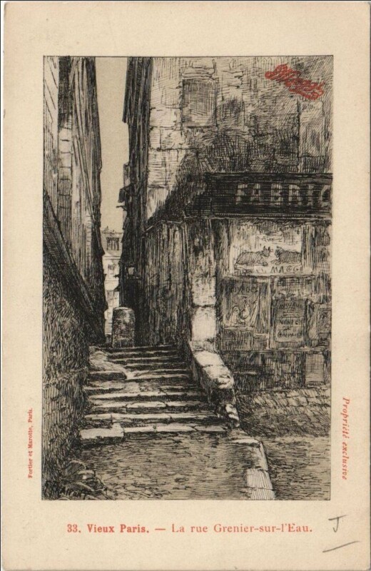 Carte postale ancienne Paris 4e Rue Grenier-sur-l'Eau