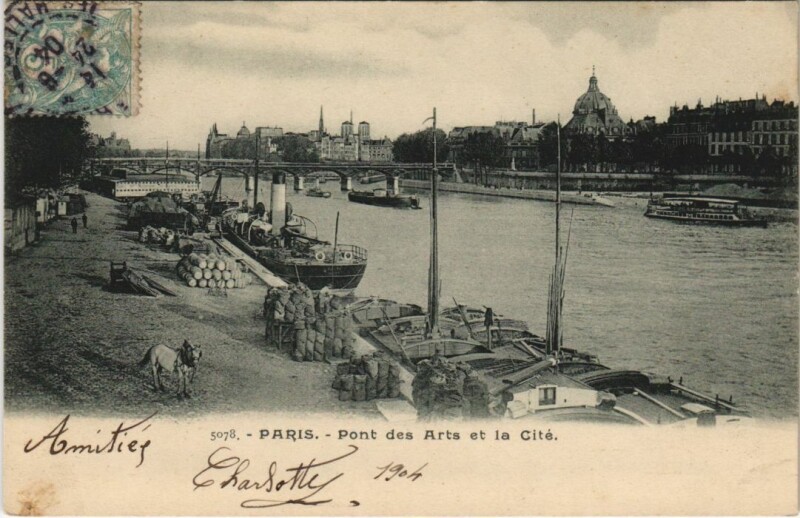Carte postale ancienne Paris 4e Pont des Arts et la Cité
