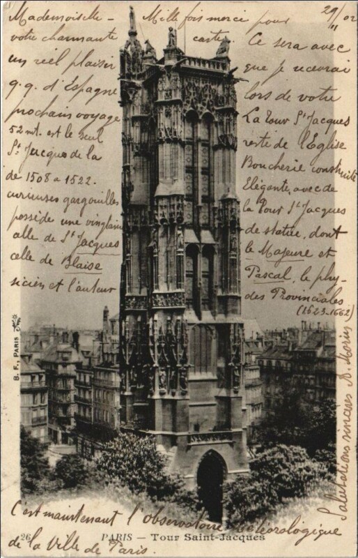Carte postale ancienne Paris 4e Tour Saint-Jacques