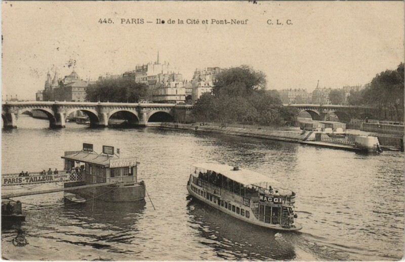Carte postale ancienne Paris 4e Ile de la Cité et Pont Neuf