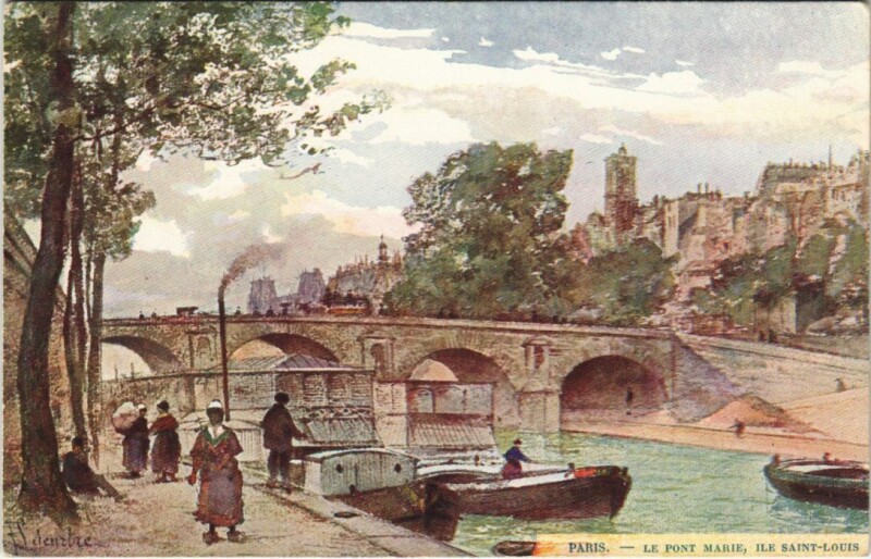Carte postale ancienne Paris 4e Pont Marie ile Saint-Louis