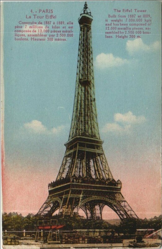 Carte postale ancienne Paris 7e Tour Eiffel à Paris 7e