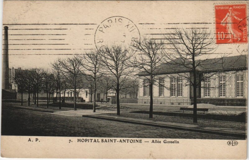 Carte postale ancienne Paris 12e Hopital Saint-Antoine Allée Gosselin