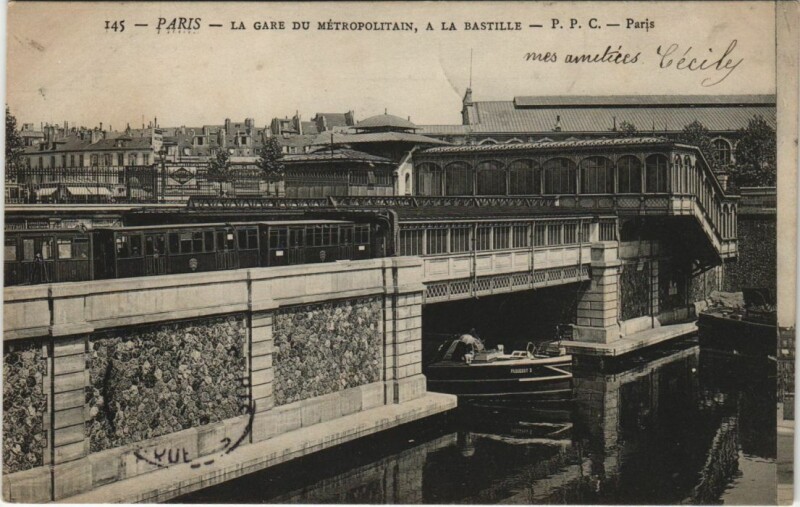 Carte postale ancienne La Gare du Métropolitain, à la Bastille à Paris 4e