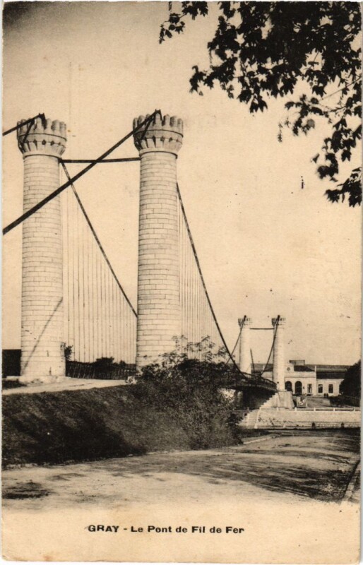 Carte postale ancienne Gray pont de fil de Fer