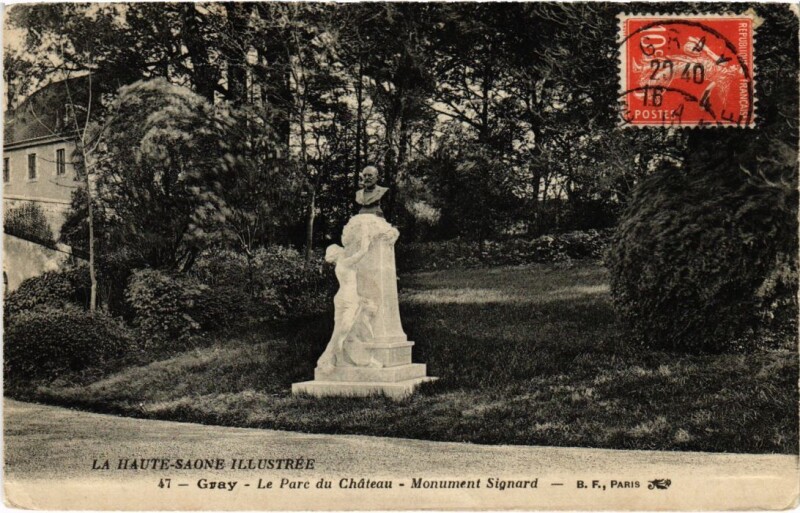 Carte postale ancienne Gray Parc du Chateau Monument