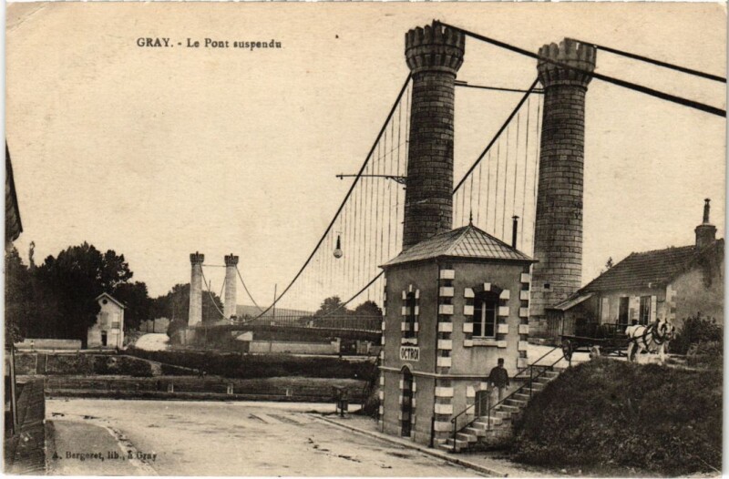 Carte postale ancienne Gray Pont suspendu