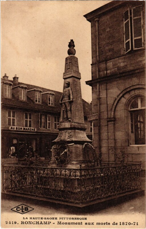 Carte postale ancienne Ronchamp monument aux morts à Ronchamp