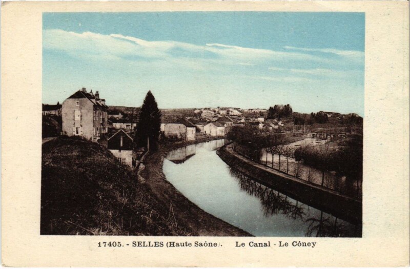 Carte postale ancienne Selles le canal Le Coney à Selles
