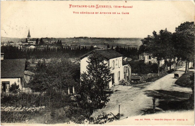 Carte postale ancienne Fontaine-les-Luxeuil vue generale Avenue de la Gare