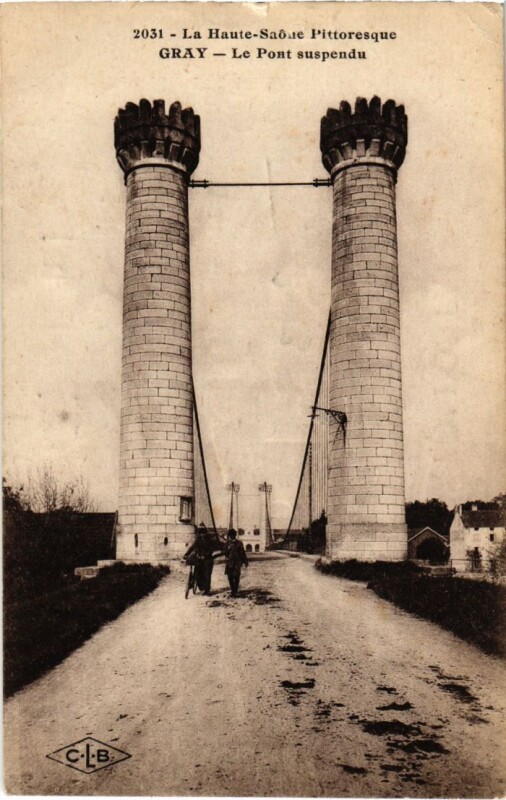 Carte postale ancienne Gray Pont suspendu