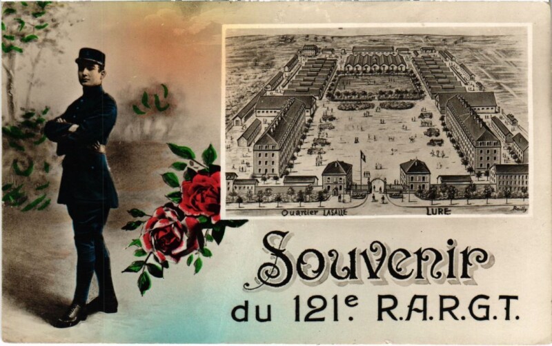 Carte postale ancienne Souvenir de Lure 121e R.A.R.G.T