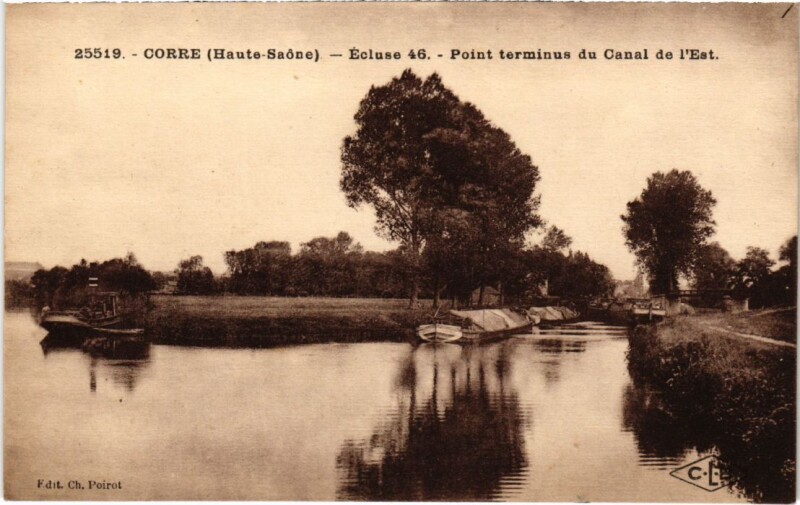 Carte postale ancienne Corre Ecluse 46 Point terminus du Canal à Corre