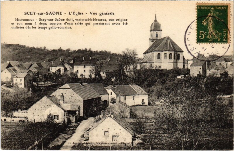 Carte postale ancienne Scey-sur-Saone l'Eglise vue generale